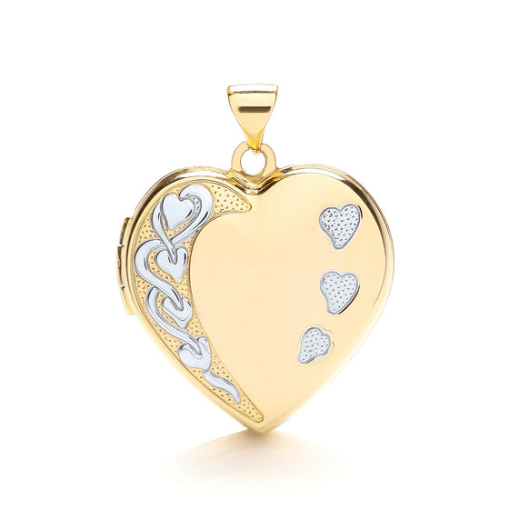 Yellow & White Gold Heart Shaped Family Locket TGC-LK0123