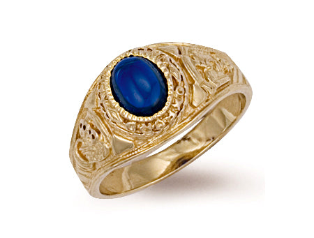 Yellow Gold Blue Cabochon College Ring TGC-R0156