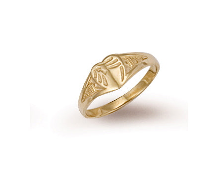 Yellow Gold Baby Engraved Heart Signet Ring TGC-R0206