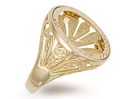 Yellow Gold Half Fancy Sides Sovereign Ring TGC-R0023H
