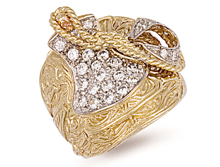 Yellow Gold Cz Saddle Ring TGC-R0380
