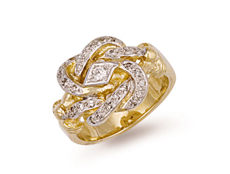 Yellow Gold Cz Knot Ring TGC-R0414
