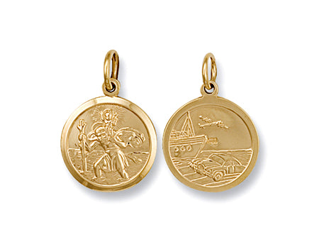 Yellow Gold Double Sided St Christopher Pendant TGC-SM0026