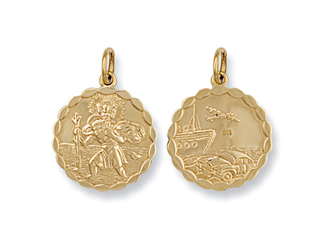 Yellow Gold Double Sided Fancy St Christopher Pendant TGC-SM0031
