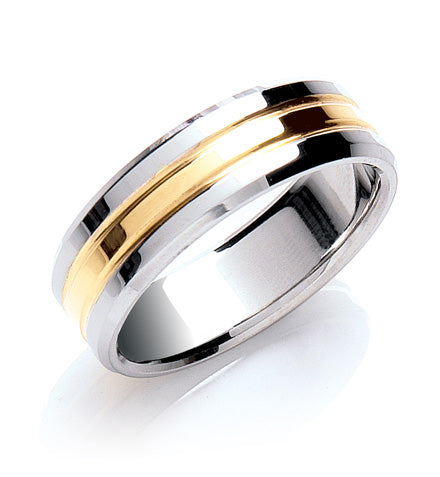 7mm Two Colour (Yellow & White Gold) Wedding Band TGC-WR0032