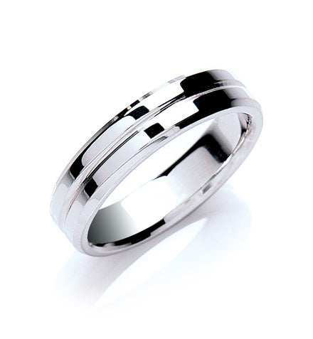 5mm Flat Court Bevelled Edge Polish Wedding Band TGC-WR0037