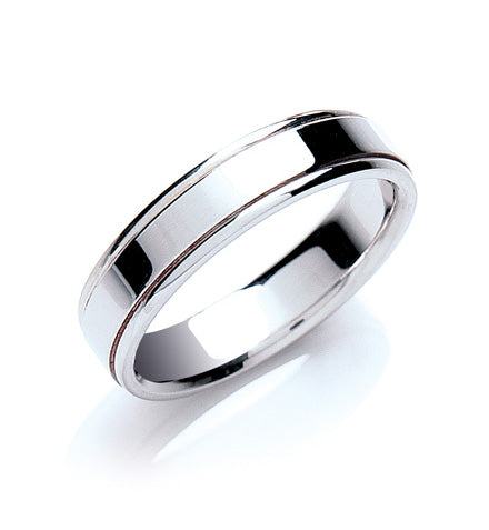 5mm Flat Court Track Edge Polish Wedding Band TGC-WR0048