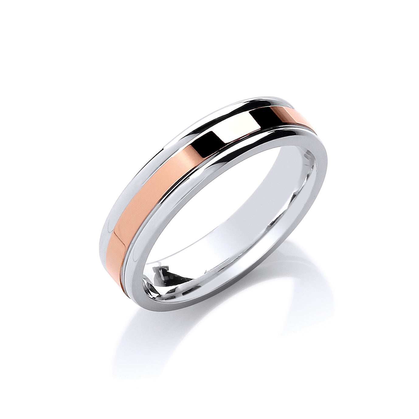 5mm Flat Court Two Colour with Parallel Groove Wedding Band TGC-WR0080