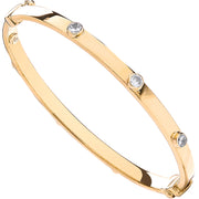 Y/G Hollow Oval Baby Cz Bangle