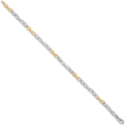 W & Y/G Figure of 8 link with CZ's Ladies Bracelet