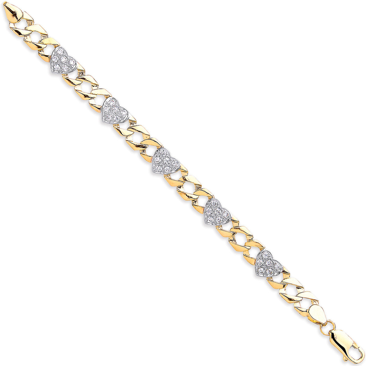 Y/G Casted Baby Cz Heart Bracelet