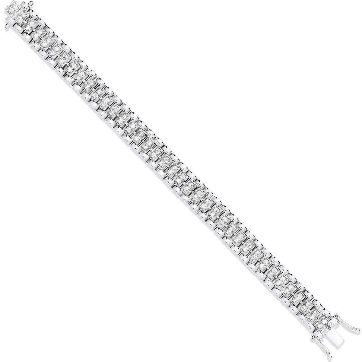 W/G Fancy Link Cz Child/Ladies Bracelet