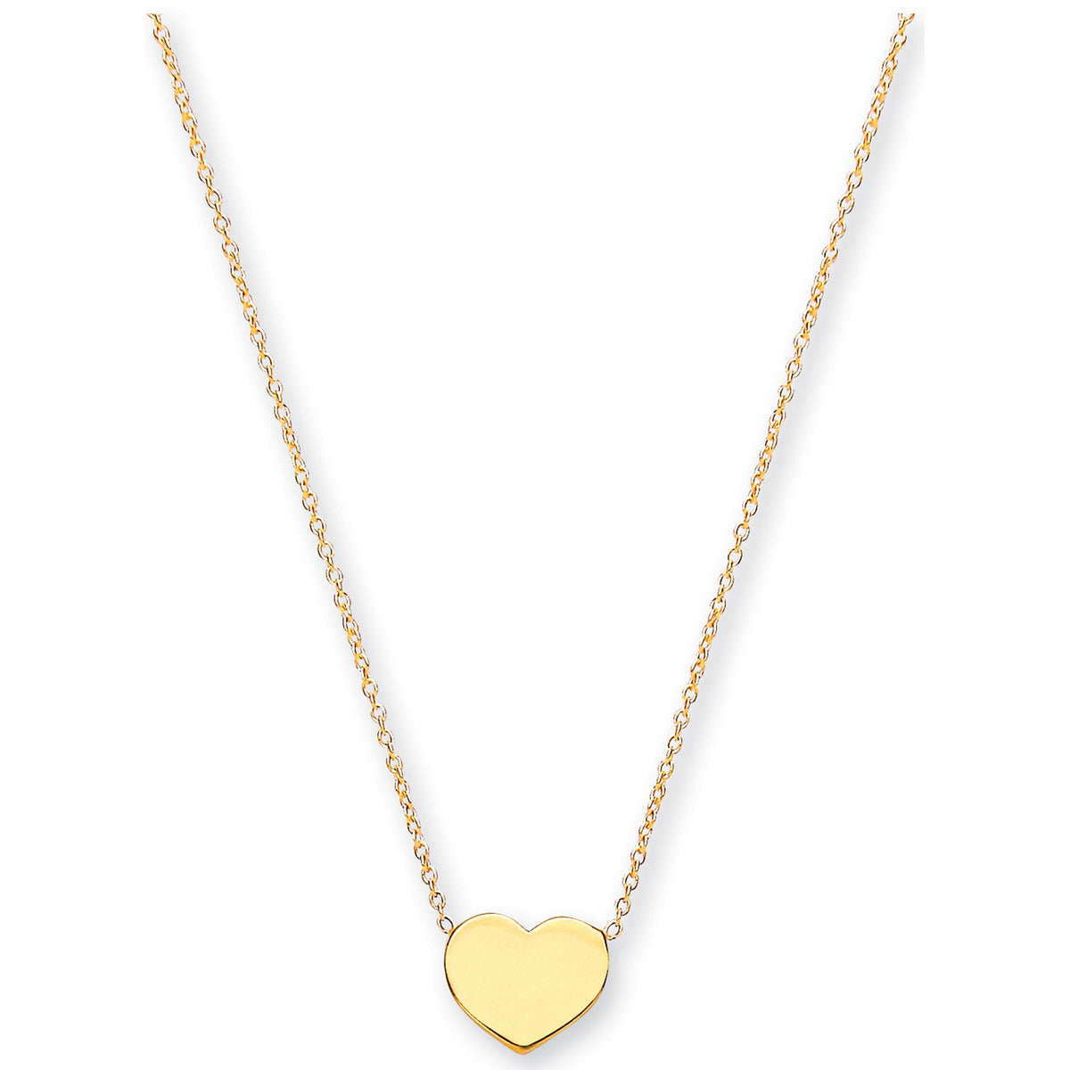Y/G Rolo Chain with Heart, 18" Necklace