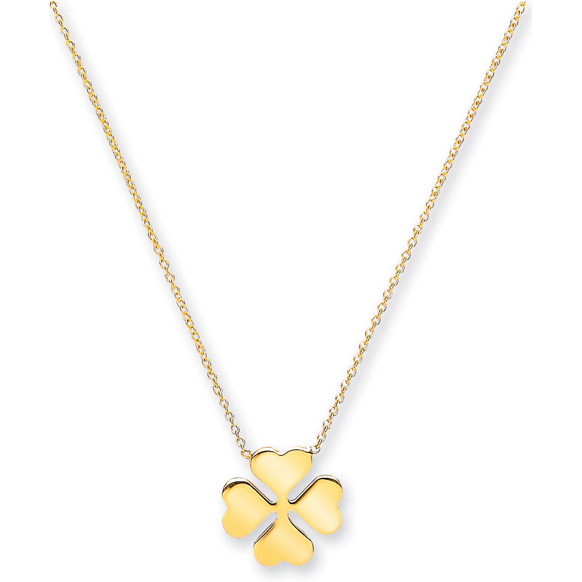 Y/G Rolo Chain, 4 Leaf Clover, 18" Necklace