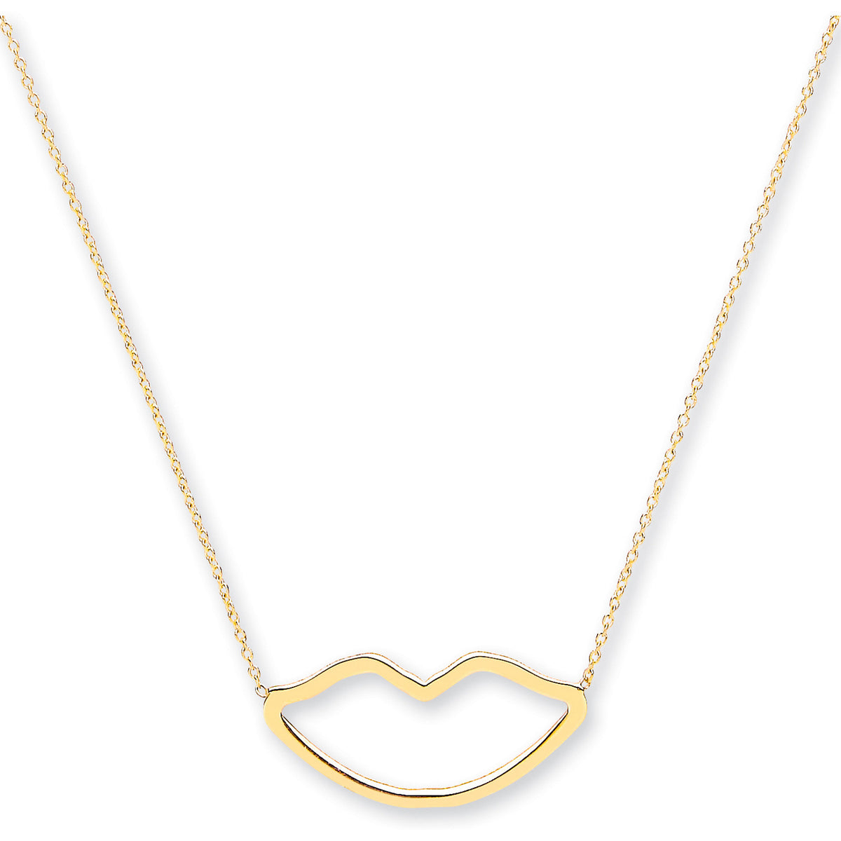 Y/G Rolo Chain Lips Pendant, 16" Necklace