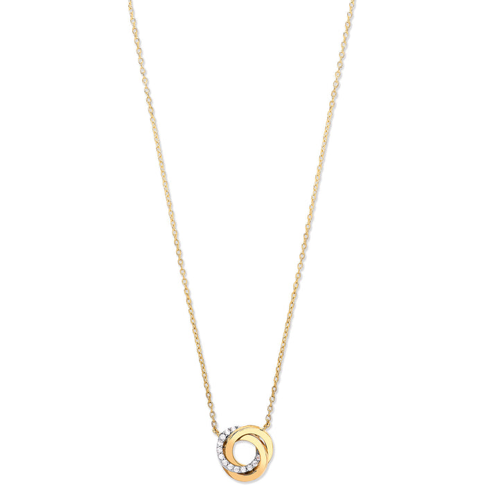 Y, W & R/G Entwined 3 Rings Cz Necklace