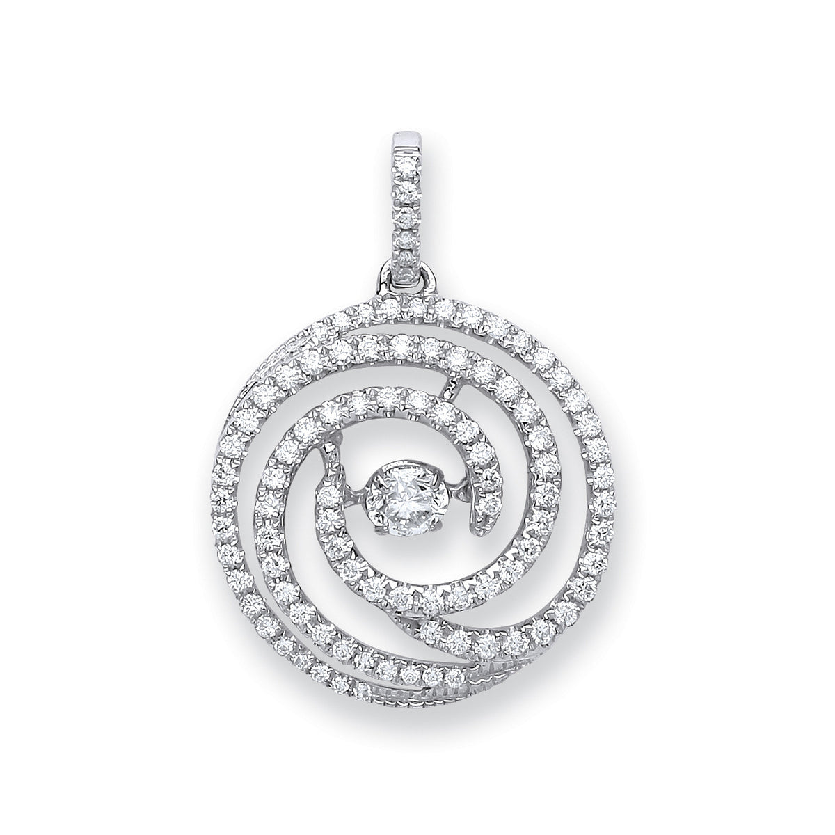 18ct White Gold 0.60ct Dancing Diamond Drop Pendant