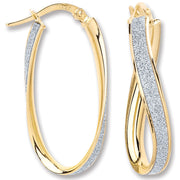 Y/G Glitter Oval Twist Hoop Earrings
