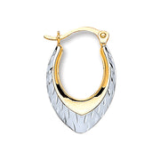 W & Y/G Oval Ribbed Hoop Earrings