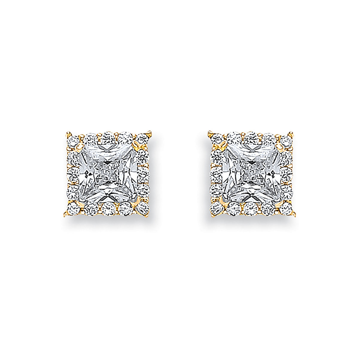 Y/G Princess Cut Cz Centre Stud
