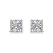 Y/G Princess Cut Cz Centre Stud