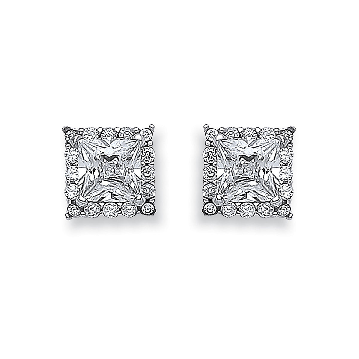 W/G Princess Cut Cz Centre Stud