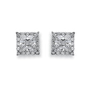 W/G Princess Cut Cz Centre Stud
