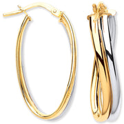 W & Y/G Wavy Flat HollowTube Earrings
