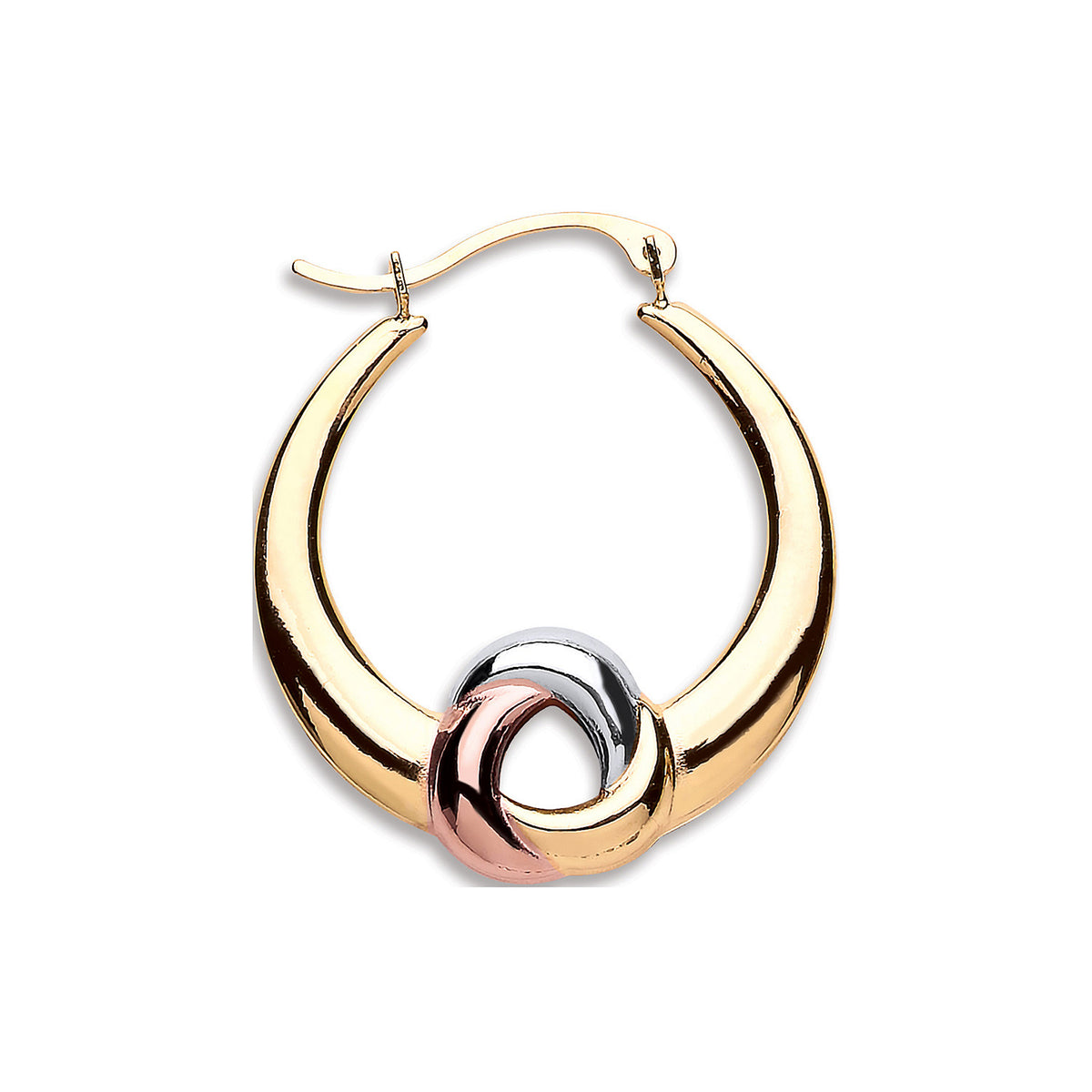 Y W & R/G Large Hollow Fancy Hoop Earrings