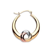 Y W & R/G Large Hollow Fancy Hoop Earrings
