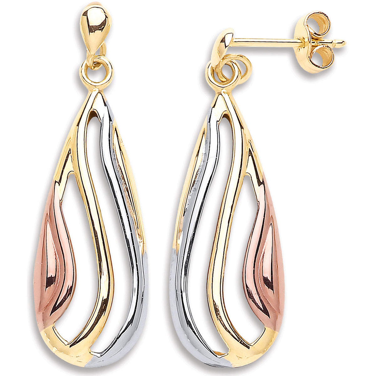 Y W & R/G Teardrop Earrings