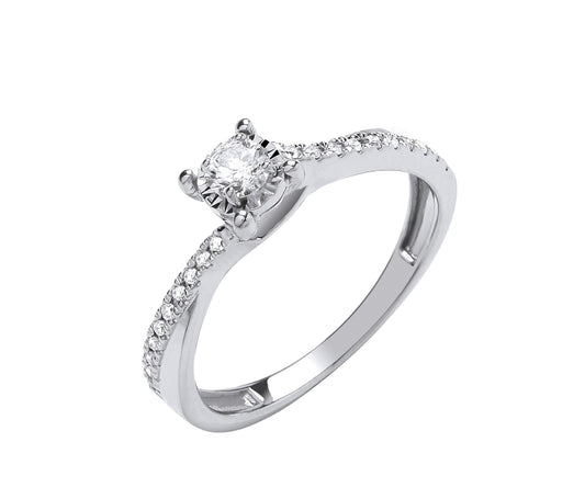 9ct White Gold 0.25ct Diamond Ring TGC-DR1007