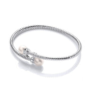 Cross Over Wire Bangle in Silver Rh Plating or YG Plating