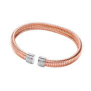 Rose Coated Silver Cz Torque Bangle