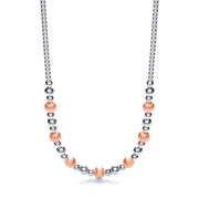 Silver & Rose Plated Beads Necklace 17"/43cm