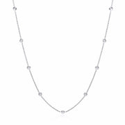 Silver Rh.Plated Rubover 11 Cz's Necklace 18"