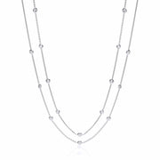 Silver Rubover 23 Cz's Necklace 38"