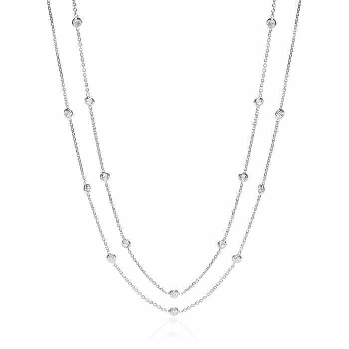 Silver Rubover 23 Cz's Necklace 38"