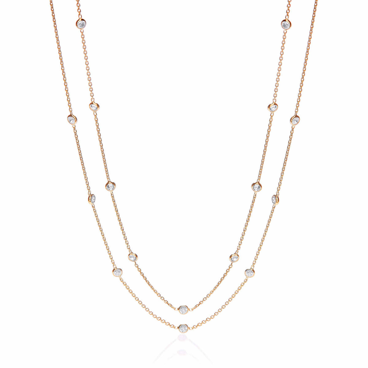 Gold Coated Rubover 23 Cz's Necklace 38"