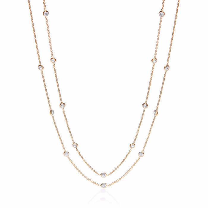 Gold Coated Rubover 23 Cz's Necklace 38"