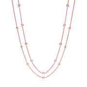 Rose Coated Rubover 23 Cz's Necklace 38"