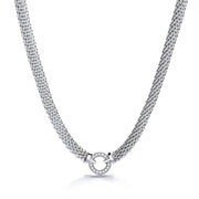 Mesh Necklace with Circle Cz's 17"