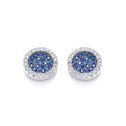 Micro Pave' Round Blue Cz Stud Earrings