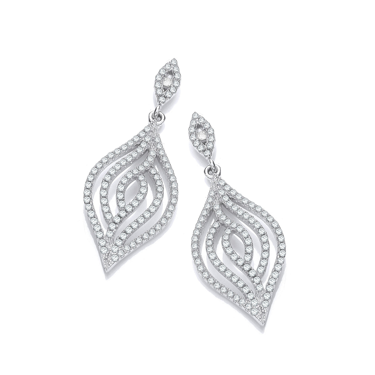 Micro Pave' Leaf Cz Earrings
