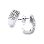 Micro Pave Multi Row Cz Silver Earrings