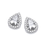 Teardrop Clear Cz Stud Earrings