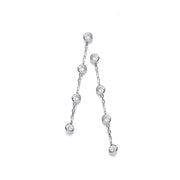 Silver Rubover Clear Cz's Drop Earrings