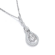 Micro Pave' Teardrop Cz Pendant with 18" Chain