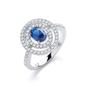 Micro Pave' Sapphire Blue & Clear CZs Ring