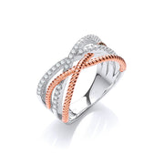 Micro Pave' Rose Coated & Silver Cz Ring